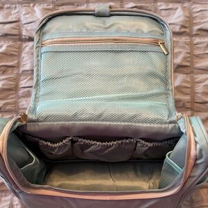 Stylish Sage Green Travel Make Up Case with Gold Accents